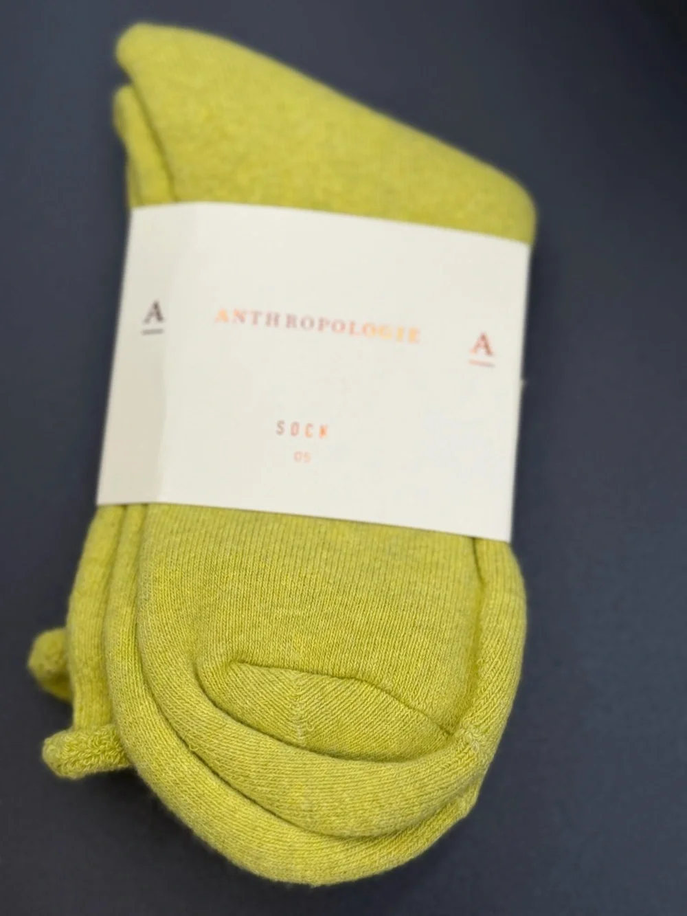 Anthropologie Soft Terry Rolled-Cuff Crew Socks in Lemon Yellow OS